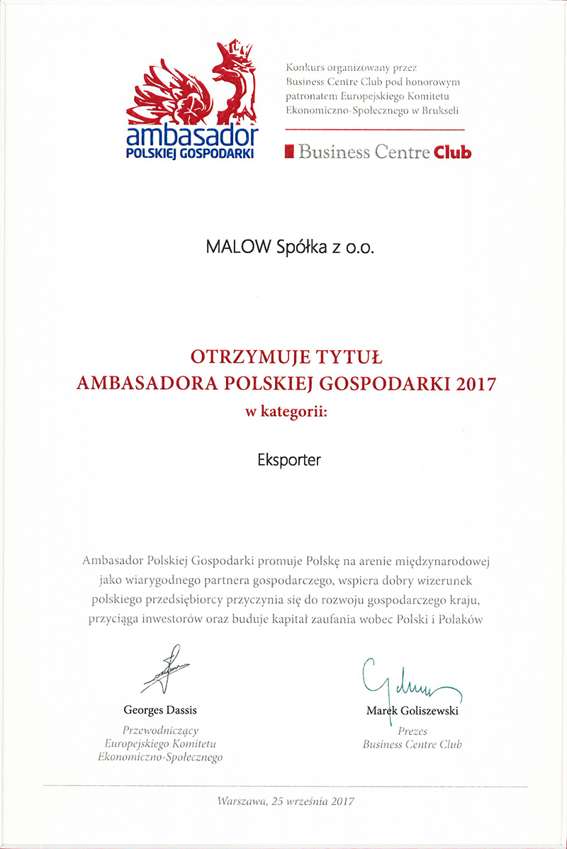 Tytuł Polskiego Ambasadora Gospodarki 2017